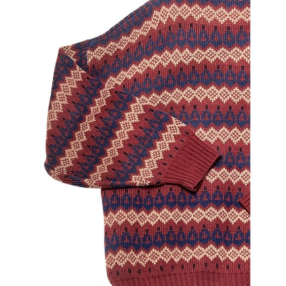 VTG Stoneriver Outfitters Men L Maroon Blue Patterned Crew Sweater Acrylic 80's - Picture 16 of 16